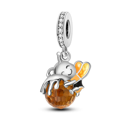 Original Charms 925 Silver Plated Bee Moon Star Pendant Fit Bracelet Making For Woman Fashion Jewelry