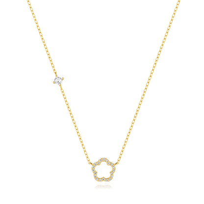 LENNIK 100% 925 Sterling Silver Women necklace plated with Exquisite five petal flower hollowed out white shell zircon plata 925