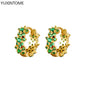 Luxury 925 Sterling Silver Ear Needle Flower Colorful Crystal Gold Earring For Women Hoop Earrings Trend Jewelry  Accessories