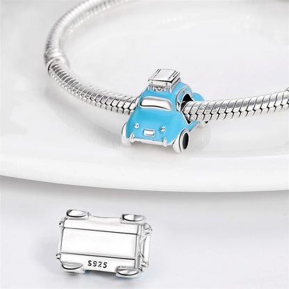925 Sterling Silver Motorcycle Red Sports Car SUV Bus Car Keys Charm Pendants For Women Fit DIY Bracelets Party Birthday Jewelry