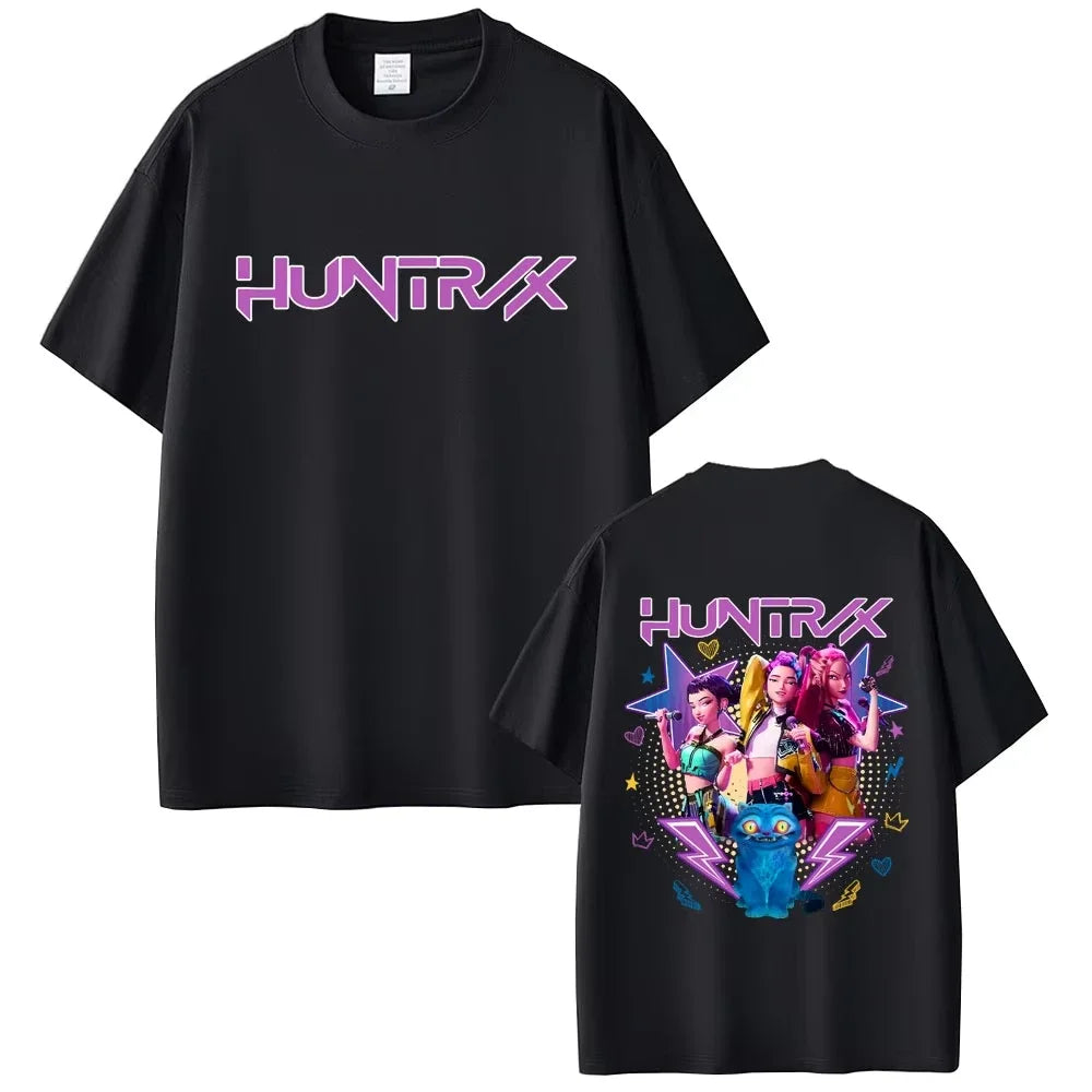 Movie KPop Demon Hunters Rumi Mira Zoey Saja Boys Derpy Tiger Double Sided Print T-shirt