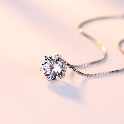 Exquisite rhinestone chain single zircon 925 pure silver necklace female fashion accessories silver jewelry