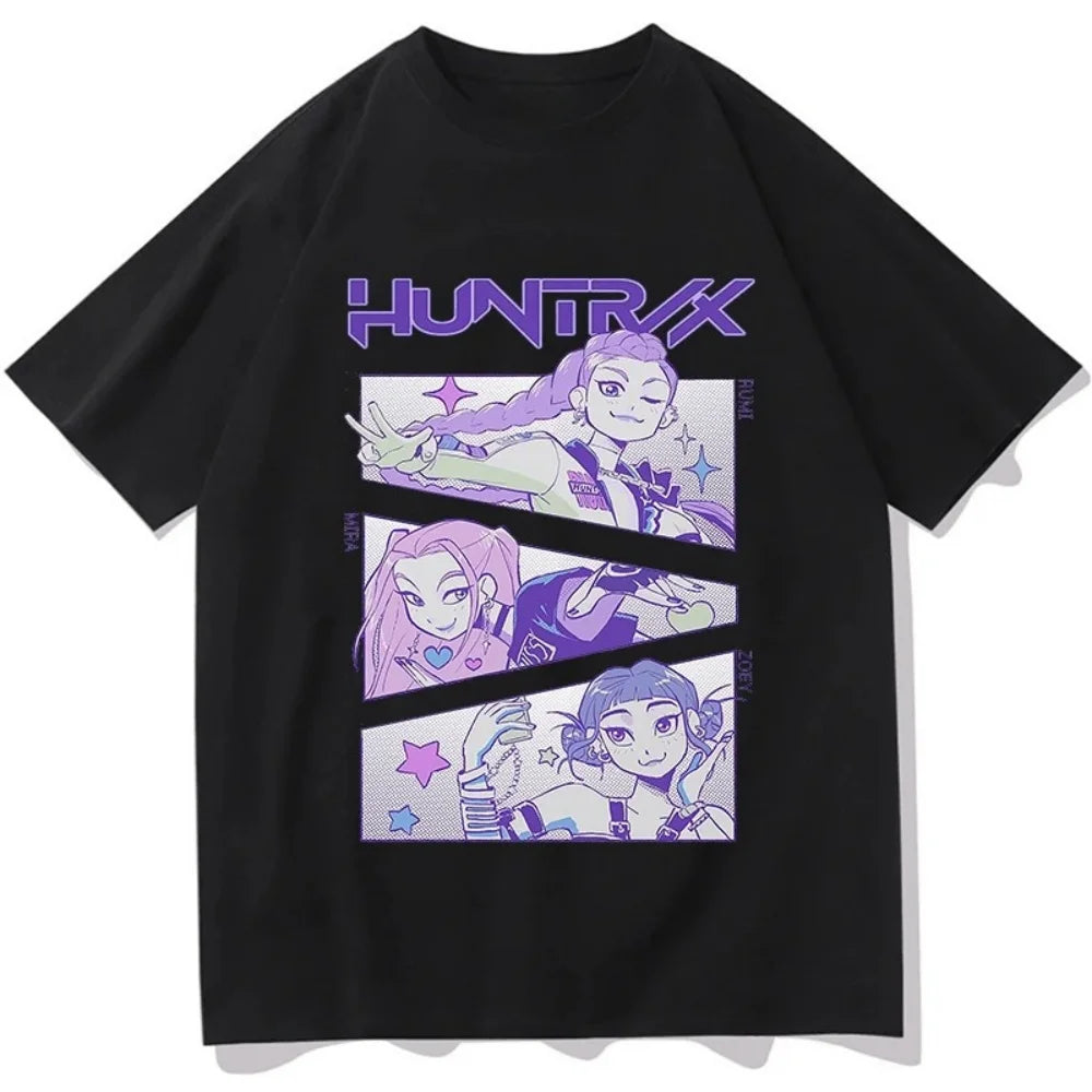 Unisex Kpop Demon Hunter Huntrix Summer Short Sleeve T-Shirt Streetwear Graphic Print