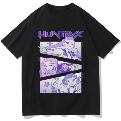 Unisex Kpop Demon Hunter Huntrix Summer Short Sleeve T-Shirt Streetwear Graphic Print