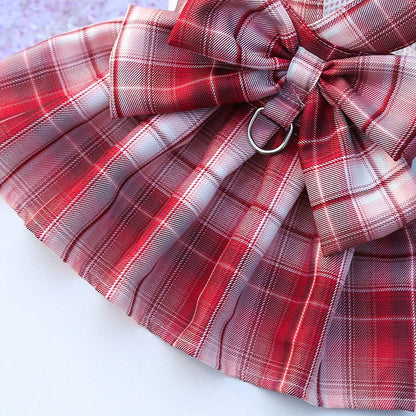 Cute Plaid Skirt Chest Strap Leash Dog Cat Vest Clothes Fighting Supplies Pet Harnesses Walking Pet Accessories Comfortable