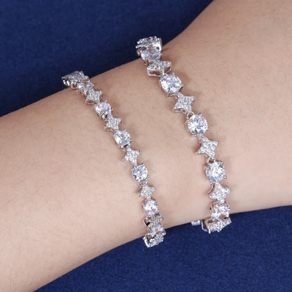 High Quality Iced Out Moissanite Star Tennis Chain Bracelets for Women Men Solid 925 Sterling Silver Fine Unisex Jewelry Gifts
