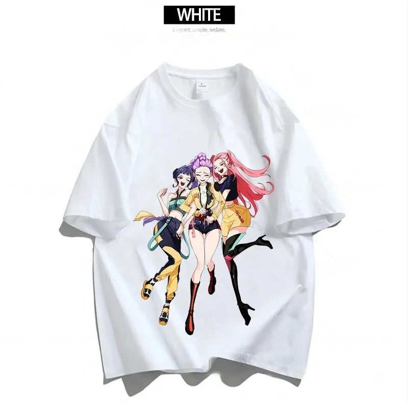 Cartoon Anime Film Kpop Demon Hunters Print T-shirt for Men Women Adult Clothes Summer Cotton Outdoor Wear Hip Hop Fashion Tops