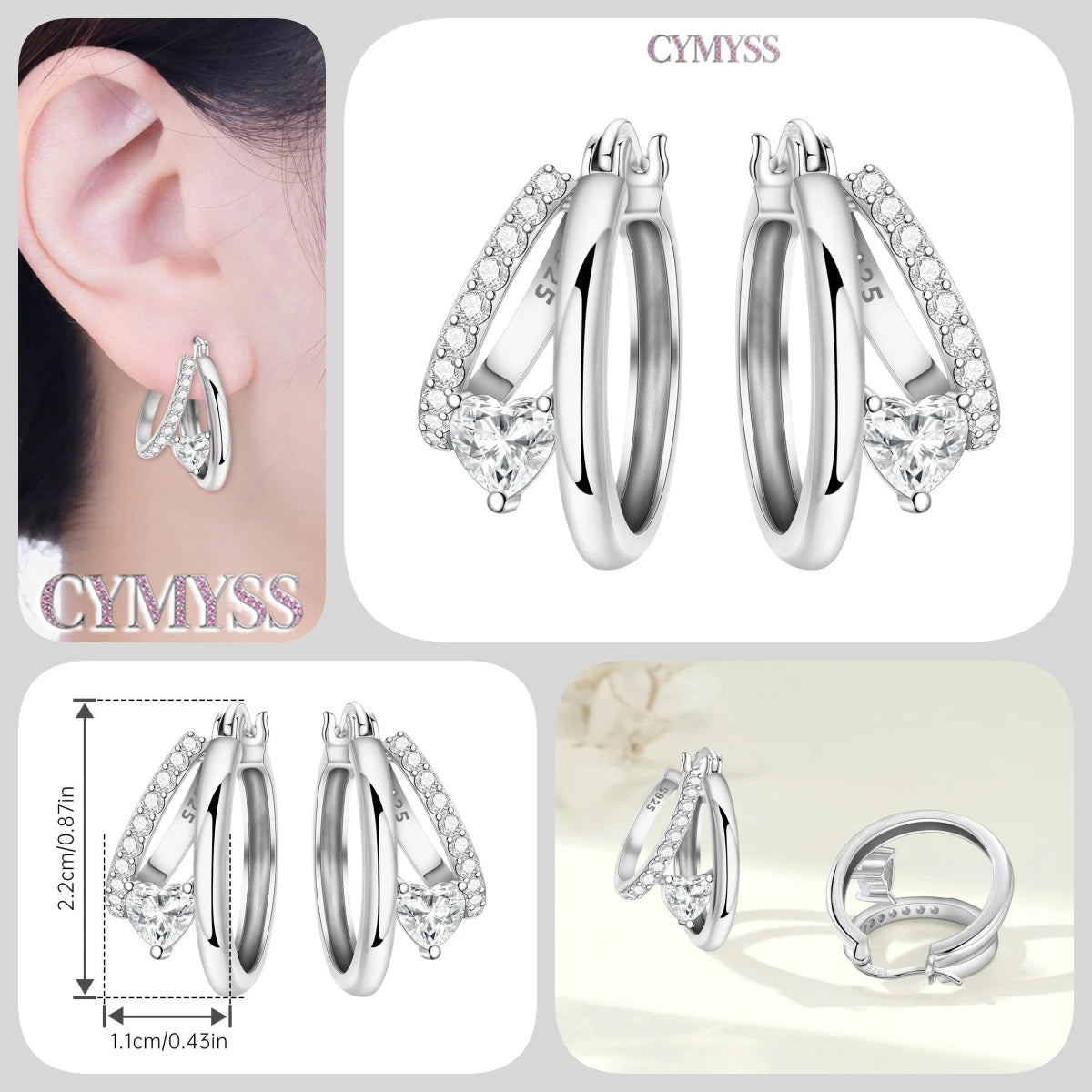 CYMYSS 2025 New 925 Sterling Silver Classic Hollow-out Versatile Hoop Earrings for Women Fine Jewelry Ideal Birthday Party Gifts