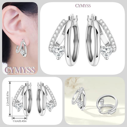 CYMYSS 2025 New 925 Sterling Silver Classic Hollow-out Versatile Hoop Earrings for Women Fine Jewelry Ideal Birthday Party Gifts