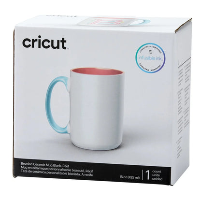 Beveled Ceramic Mug Blank Infusible Ink Compatible with Mug Press Straight Pressing Surface Dishwasher Safe Gift Box 15oz 1ct