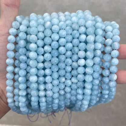Hight Quality 7A Natural Stone Aquamarine Beads Round Spacer Loose Beads Diy Bracelet For Jewelry Making 6-12mm Pick Size 15inch