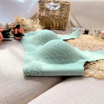 Secret Dig Women No Steel Ring Bar Push Up Lace Bustier Bra Thin Comfortable Breathable Underwear Intimates Removable Padding