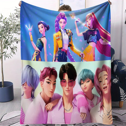 K-Pop Demon Hunters Blanket Hot Anime Flannel Blanket
