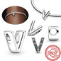 Hot Sale 100% 925 Sterling Silver 26 Letter A~Z Alphabet DIY Name Beads Fit Original  Charm Bracelet Bangles Fine Jewelry