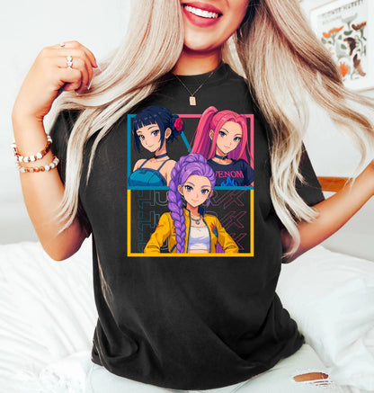 KPDH Huntrix Demon Hunters Christmas Sweatshirt, Merry Huntrix Christmas Shirt Kpop Demon Hunters Mira Rumi Derpy Tiger Shirt