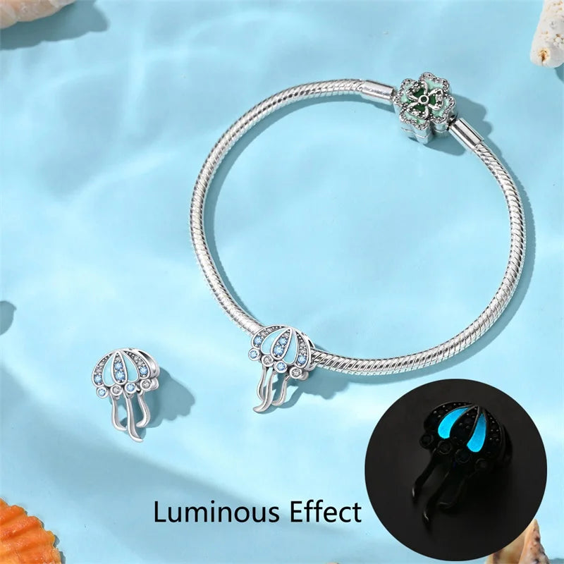 Blue Series 925 Sterling Silver Turtle,Whale & Seahorse Dangle Charm Fits Bracelet Kids Ocean Jewelry Accessories
