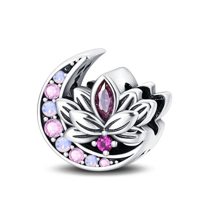 Hot Sale 925 Silver Retro Heart Shape Lotus Angel Charm Beads Fit Pandach Original DIY Bracelets Birthday Gifts Fine Jewelry