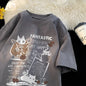 Cartoon Cat Group Printed T-Shirt