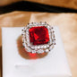 925 Silver New Luxury Set Princess Square Diamond Opening Ring Women's Fashion Tanzanite Sapphire Engagement Ring