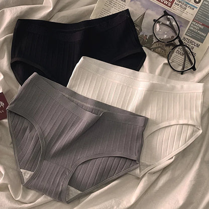 3PCS/Set Panties For Woman Underwear Solid Color Soft Cotton Briefs Girls Underpants