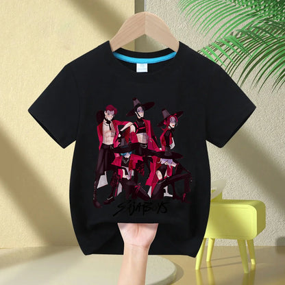 KPop Demon Hunters Rumi Zoey Mira Neck Cartoon Kids T-shirt