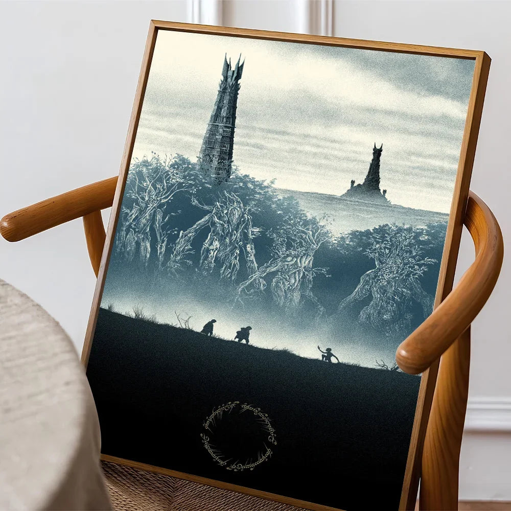 Movie L-Lord O-Of T-The R-Rings Poster Sticky Posters Retro Kraft Paper Sticker DIY Room Bar Cafe Aesthetic Art Wall Painting