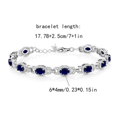 925 Sterling Silver Oval Gemstone Birthstone Tennis Bracelet for Women Fine Jewelry Gifts for Her Mom Women Wife USA Warehouse