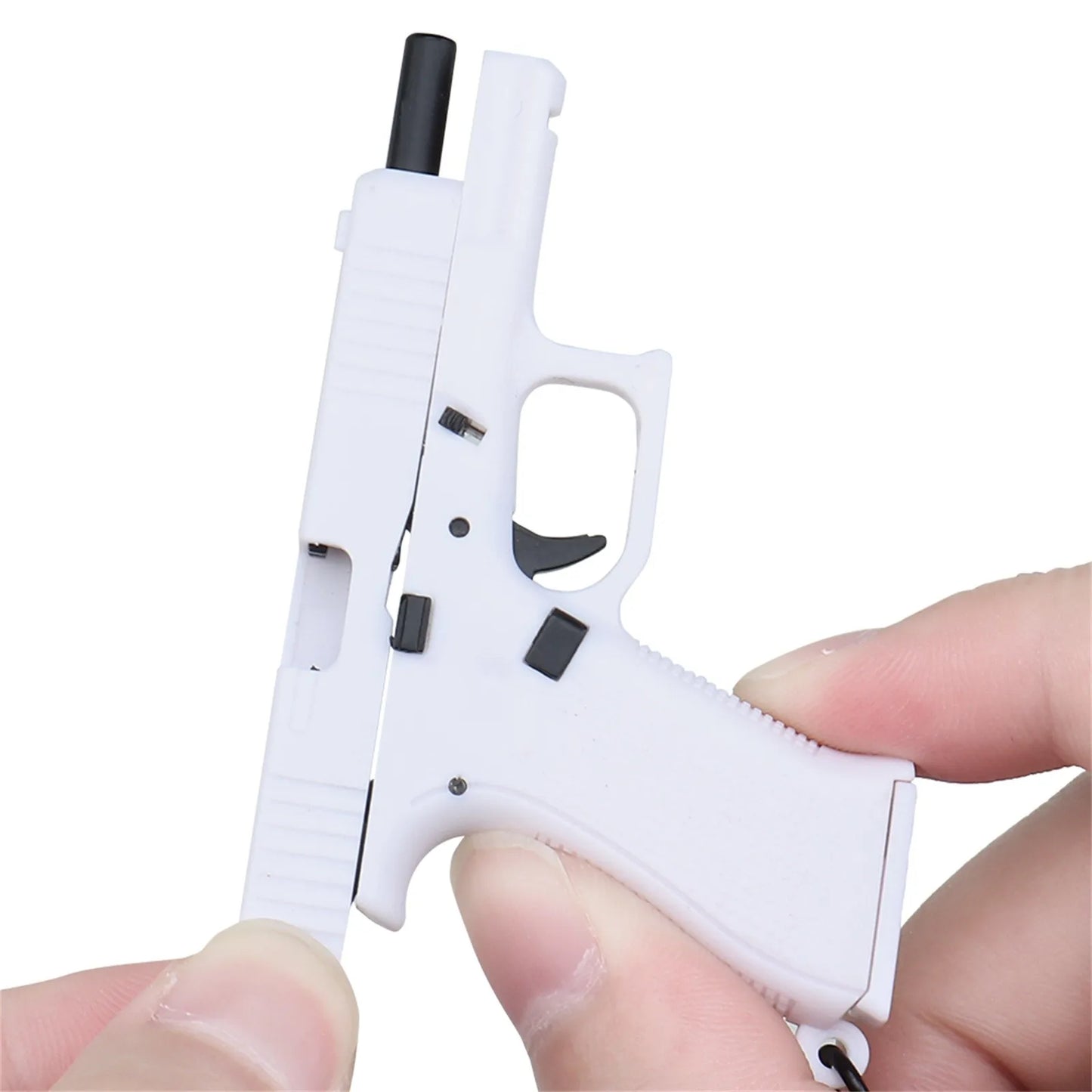 Personalized Mini Key Pendant Plastic Miniature Pistol Shaped Keychain Charm Realistic Model Removable Magazine Hangs Decoration
