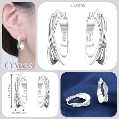 CYMYSS 2025 New 925 Sterling Silver Classic Hollow-out Versatile Hoop Earrings for Women Fine Jewelry Ideal Birthday Party Gifts