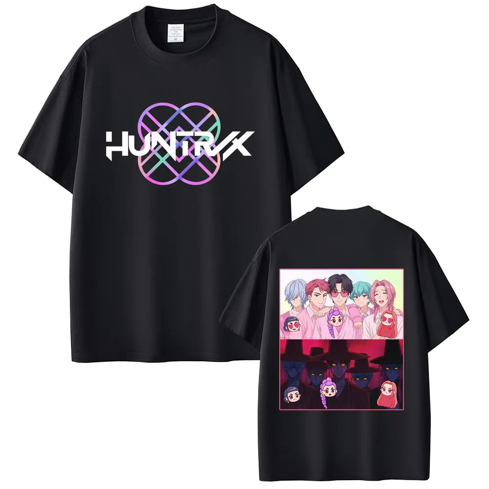 Movie KPop Demon Hunters Rumi Mira Zoey Saja Boys Derpy Tiger Double Sided Print T-shirt
