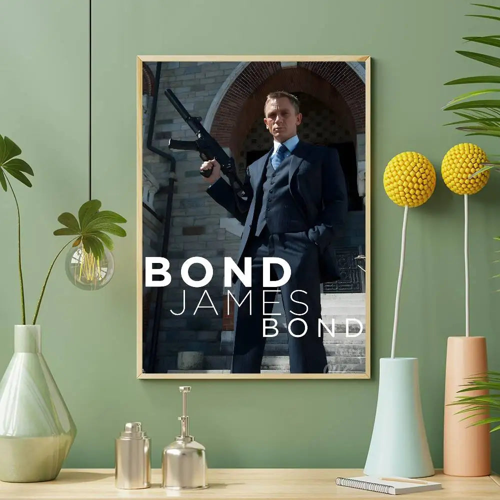 J-James Bond 007 Poster HD Art Sticky Wall Waterproof Home Living Room Bedroom Aesthetic Decoration