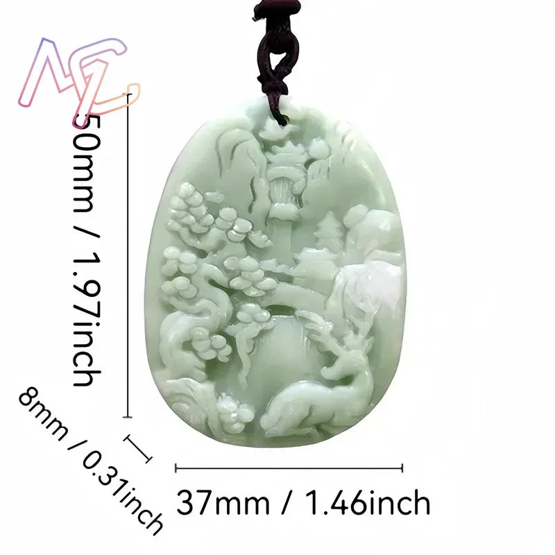 Light Green Natural Jade Flower Heart Pendant Necklace Real Jewellery Carved Gemstone Fashion Charm Amulet Gifts for Women Men