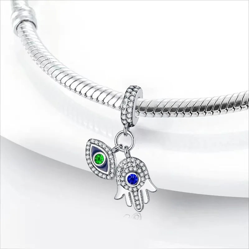 New 925 Silver Eye Palm Skull Wings Sun Pendants Charms Beads Fit Original Bracelet Accessories DIY Jewelry For Women