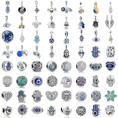 New 925 Silver Eye Palm Skull Wings Sun Pendants Charms Beads Fit Original Bracelet Accessories DIY Jewelry For Women