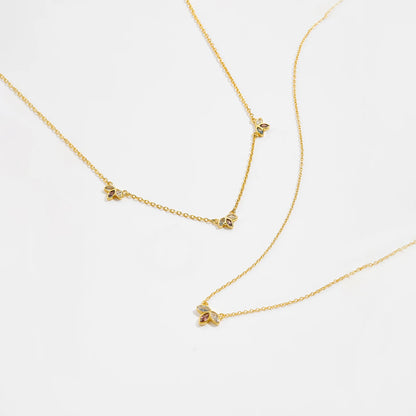 ANDYWEN 925 Sterling Silver Gold Three Zircon Queen Flower Pendant Necklace Long Choker Women Wedding Luxury FineJewelry Gift