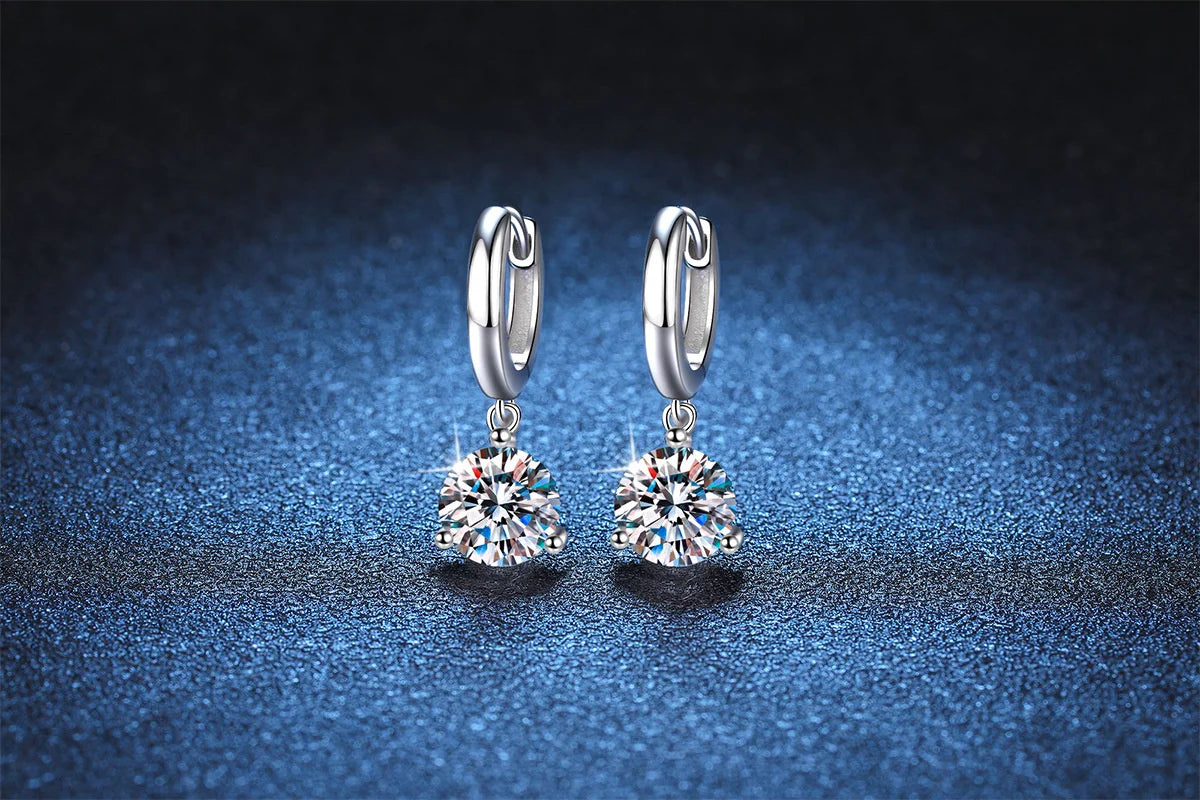 2ct Moissanite Diamond Earrings 100% S925 Sterling Sliver Orginal Drop Earring Wedding Bride Jewelry with Certificate for Women