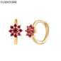 Luxury 925 Sterling Silver Ear Needle Flower Colorful Crystal Gold Earring For Women Hoop Earrings Trend Jewelry  Accessories