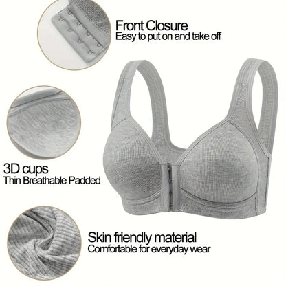 4 Pieces of Elegant Seamless Push-Up Bras for Women Front-closure design, breathable nylon material
