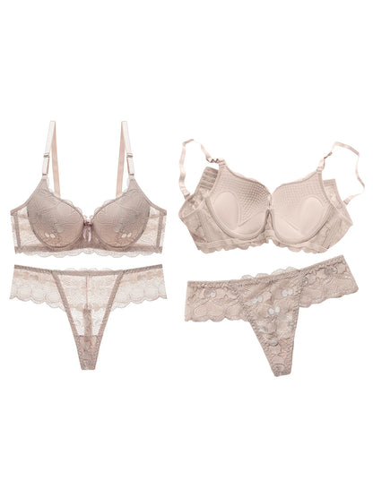 Women s Floral Lace Lingerie Set Sheer Mesh Seductive Babydoll Push up Bra and Panty 2 Pcs Set with Garter Belt