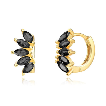 Luxury 925 Sterling Silver Ear Needle Flower Colorful Crystal Gold Earring For Women Hoop Earrings Trend Jewelry  Accessories