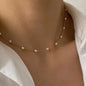 3pcs Women's Pearl Necklace Set 14K Gold Fashion Love Heart Pendant Waterproof Hypoallergenic Collarbone Neck Chain Jewelry
