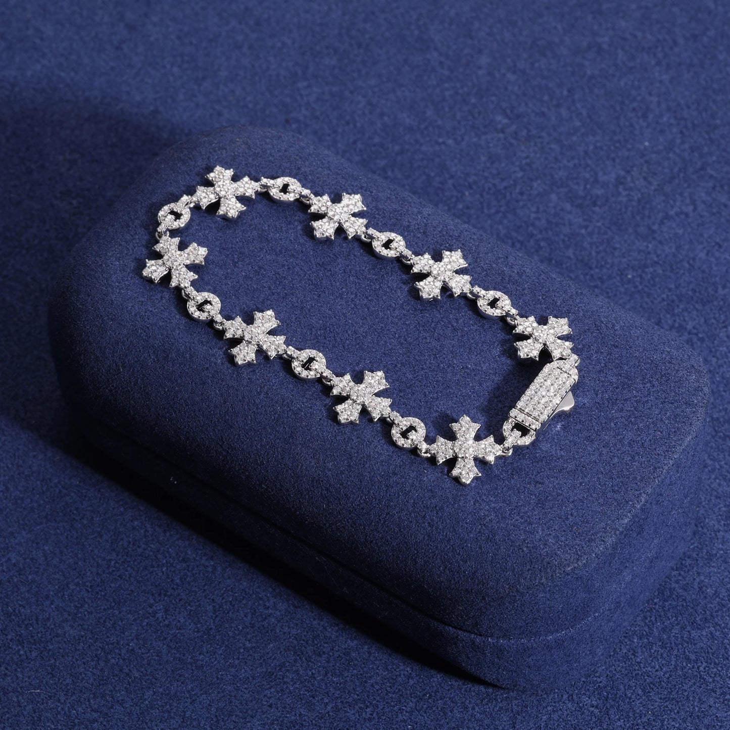 2024 New Sterling Silver 925 Charm Corss Chain Bracelets For Women Men Iced Out Moissanite Fine Jewelry Gifts