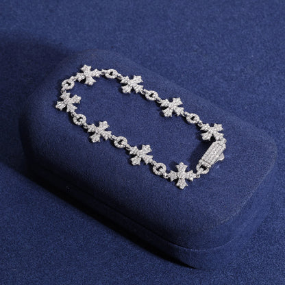 2024 New Sterling Silver 925 Charm Corss Chain Bracelets For Women Men Iced Out Moissanite Fine Jewelry Gifts