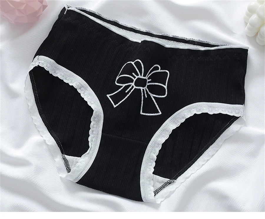 3PCS/set Cotton Bar Girl Panties Butterfly Sexy Design Unique Mid Waist Women Briefs Breathable Girls Underwear Soft Lingerie