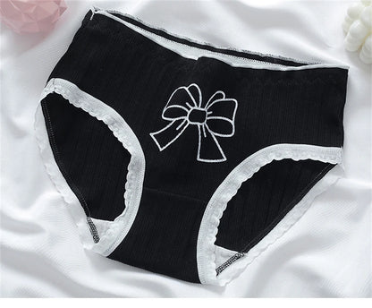 3PCS/set Cotton Bar Girl Panties Butterfly Sexy Design Unique Mid Waist Women Briefs Breathable Girls Underwear Soft Lingerie