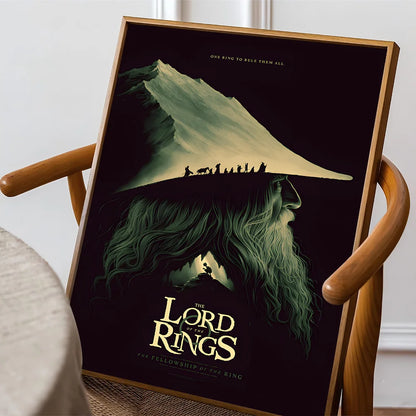 Movie L-Lord O-Of T-The R-Rings Poster Sticky Posters Retro Kraft Paper Sticker DIY Room Bar Cafe Aesthetic Art Wall Painting