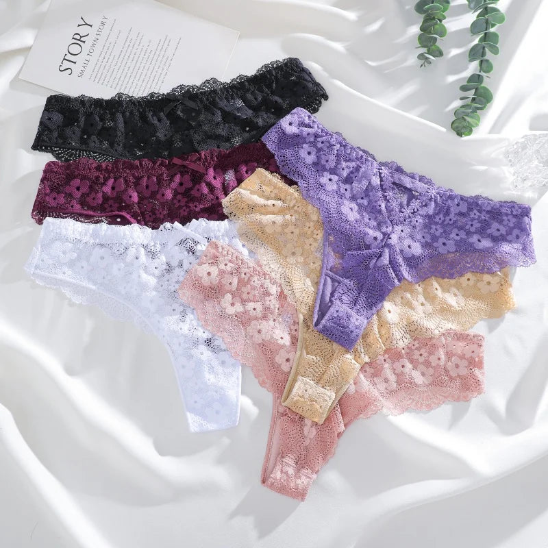 3Pcs Women Cotton Lingerie Sexy Thong Soft Fashion Panties Femme Design Underwear Pantys Underpant Lingerie Lace Intimates S-XL