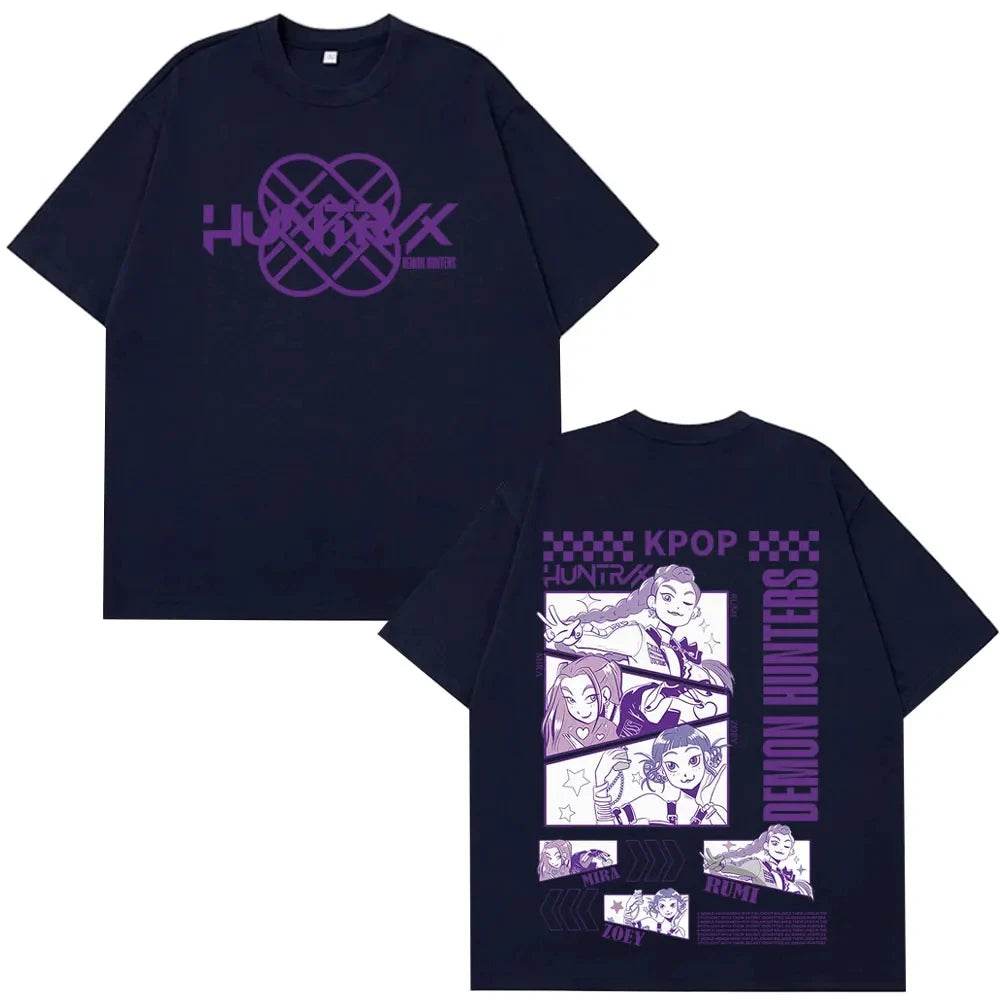 Kpop Demon Hunters Huntrix T Shirts Men Women Pure Cotton Clothing T-Shirt Vintage Short Sleeve High-quality Fashion T-Shirt