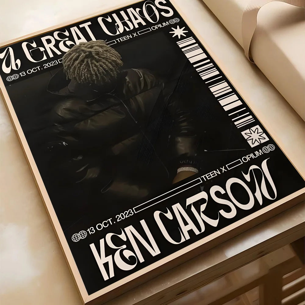Pop Singer Ken Carson A Great Chaos Poster Poster Paper Print Home Living Room Bedroom Entrance Bar Cafe Art Painting Decoration