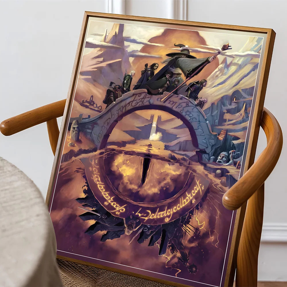 Movie L-Lord O-Of T-The R-Rings Poster Sticky Posters Retro Kraft Paper Sticker DIY Room Bar Cafe Aesthetic Art Wall Painting